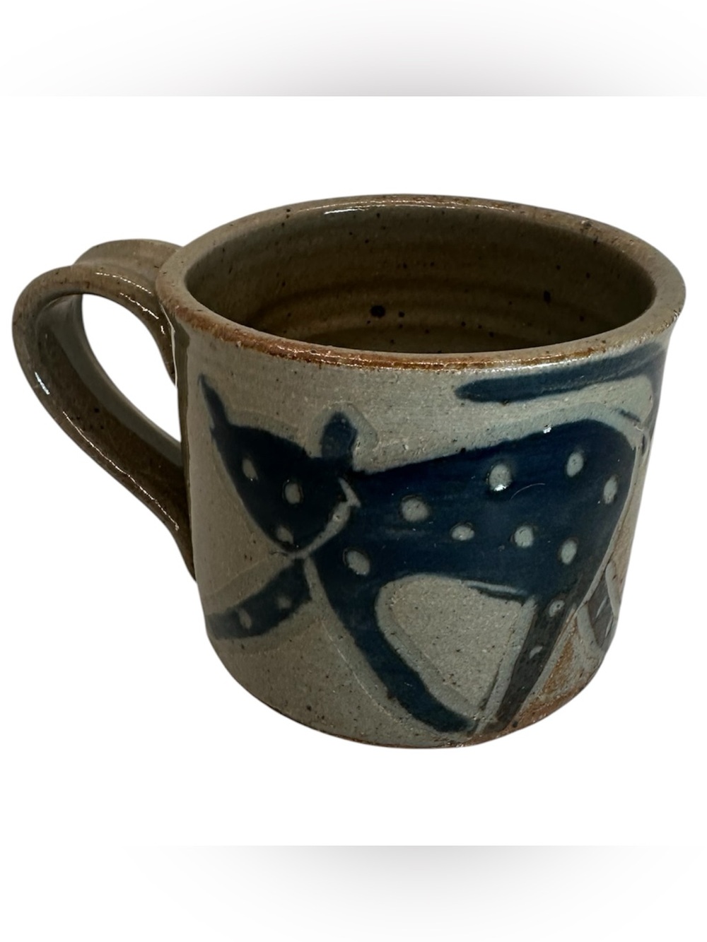 Handcrafted Stoneware Blue Speckled Cat Pottery Coffee Mug Unique
